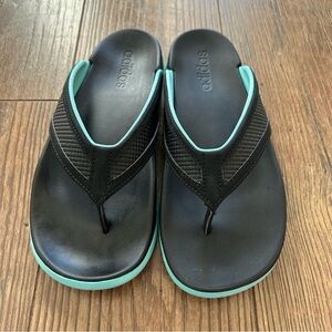 Adidas Adilette Flip Flop Sandals Black/Aqua size 6